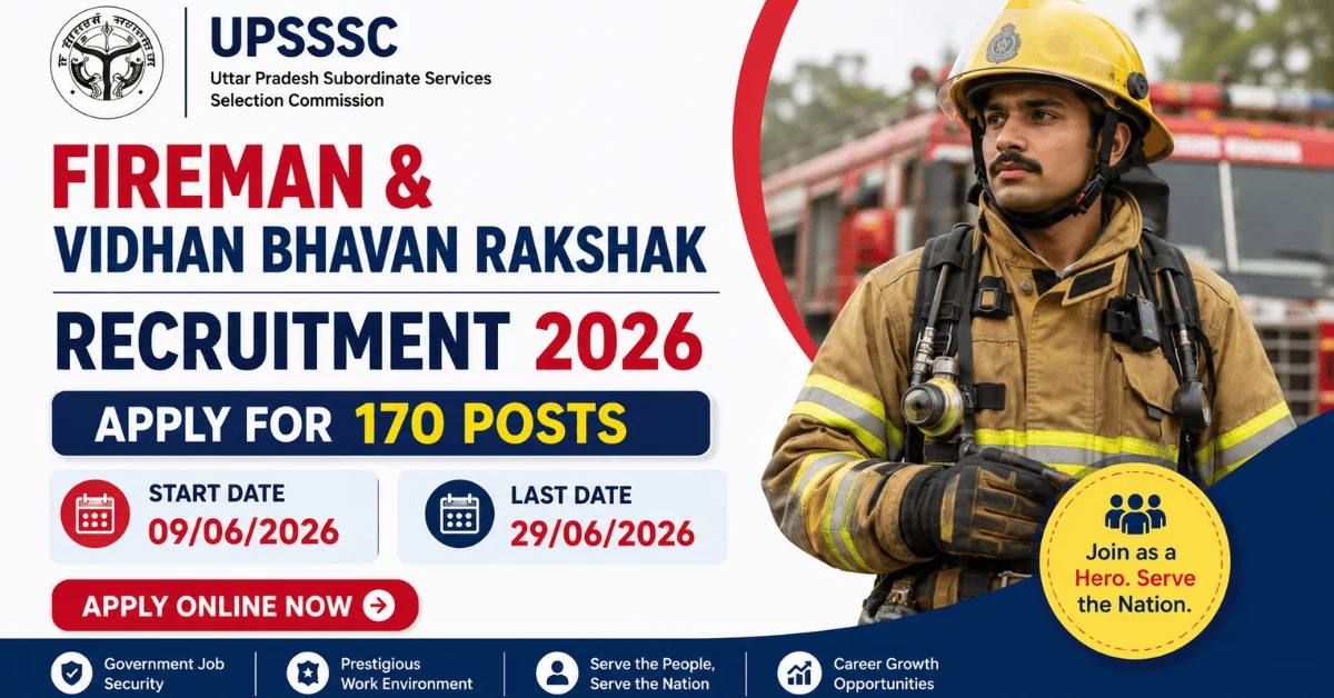 UPSSSC Fireman & Vidhan Bhavan Rakshak Recruitment 2026: Apply for 170 Posts